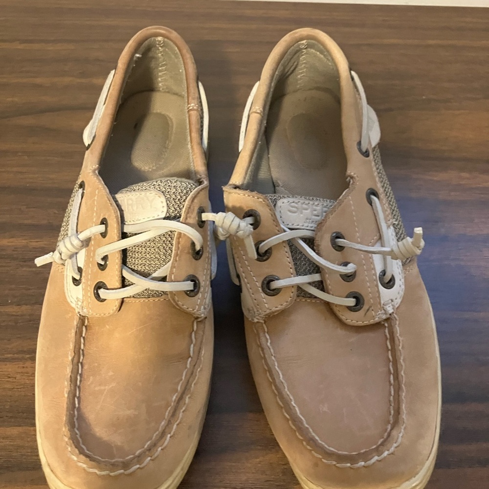Sperry Tan Leather Boat Sneakers